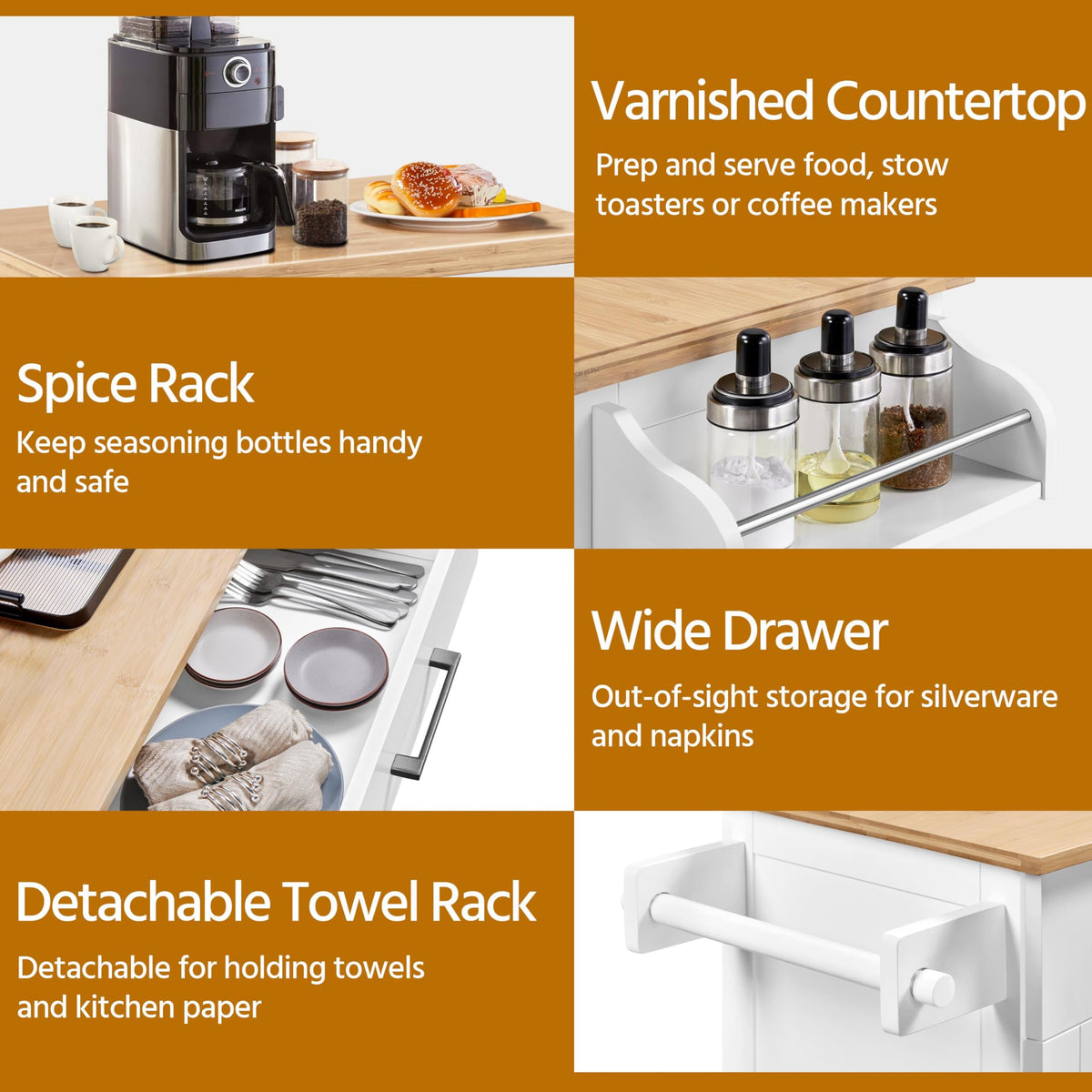 Yaheetech Kitchen Island Cart with Storage, Drop Leaf, Open Shelves, Black