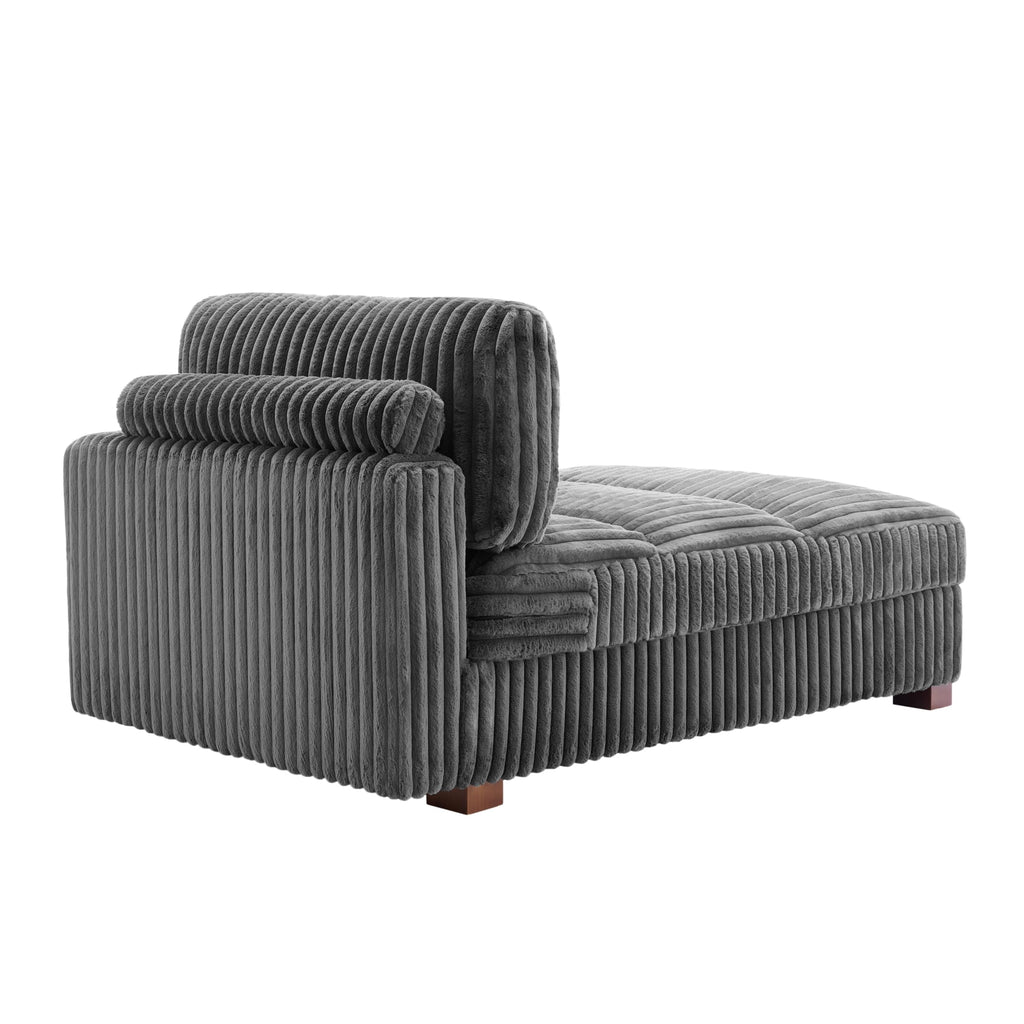 Oversized Corduroy Chaise Lounge Chair with Right Armrest & Cushion, Comfy Upholstered Sleeper Sofa Indoor Recliner Seat Solid Wood Couch w/Washable Cover for Bedroom, Living Room - Orange