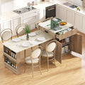 83" Extendable Kitchen Island with Drop Leaf Dining Table, Natural