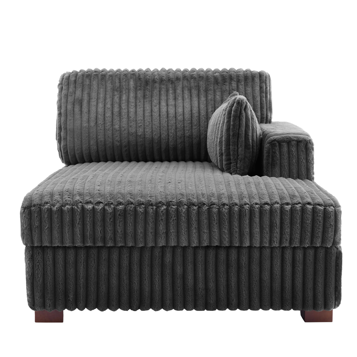 Oversized Corduroy Chaise Lounge Chair with Right Armrest & Cushion, Comfy Upholstered Sleeper Sofa Indoor Recliner Seat Solid Wood Couch w/Washable Cover for Bedroom, Living Room - Orange