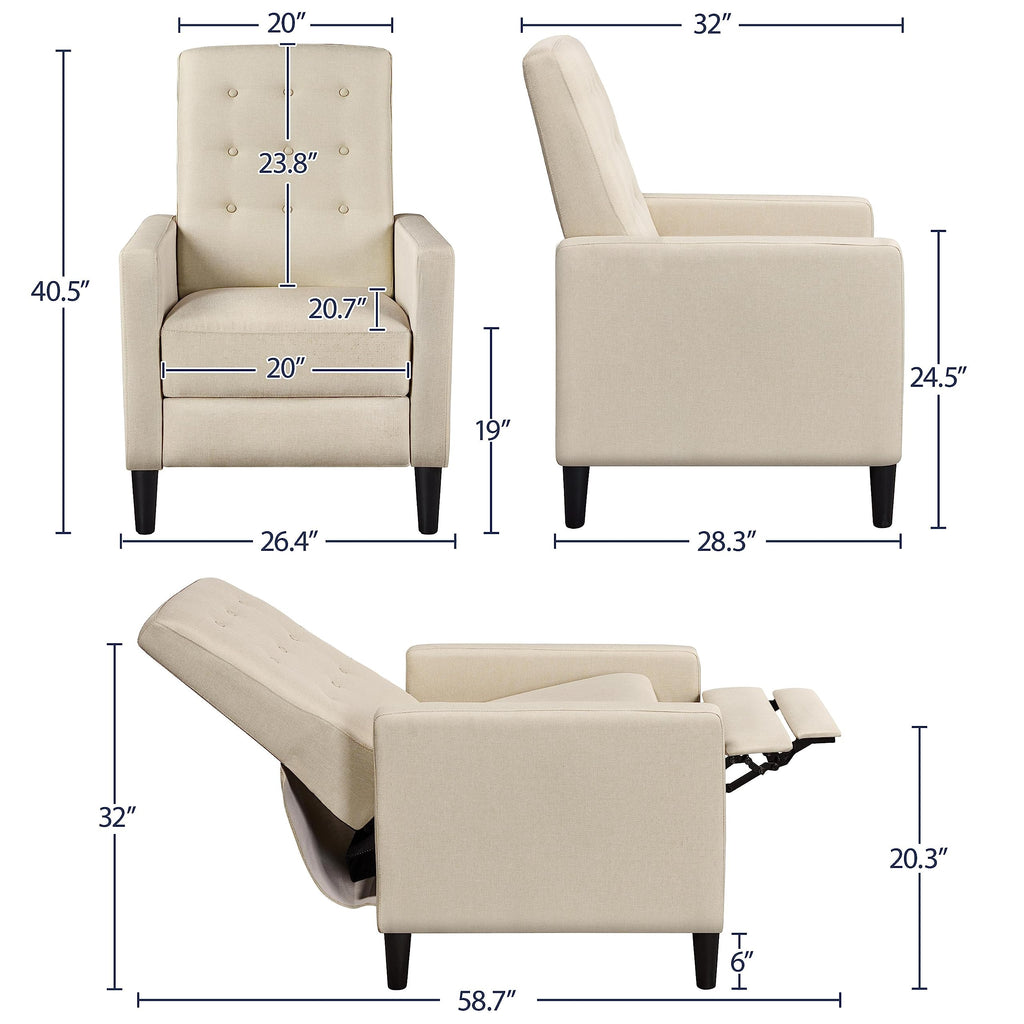 Yaheetech Fabric Recliner Chair Tufted Upholstered Single Sofa Gray
