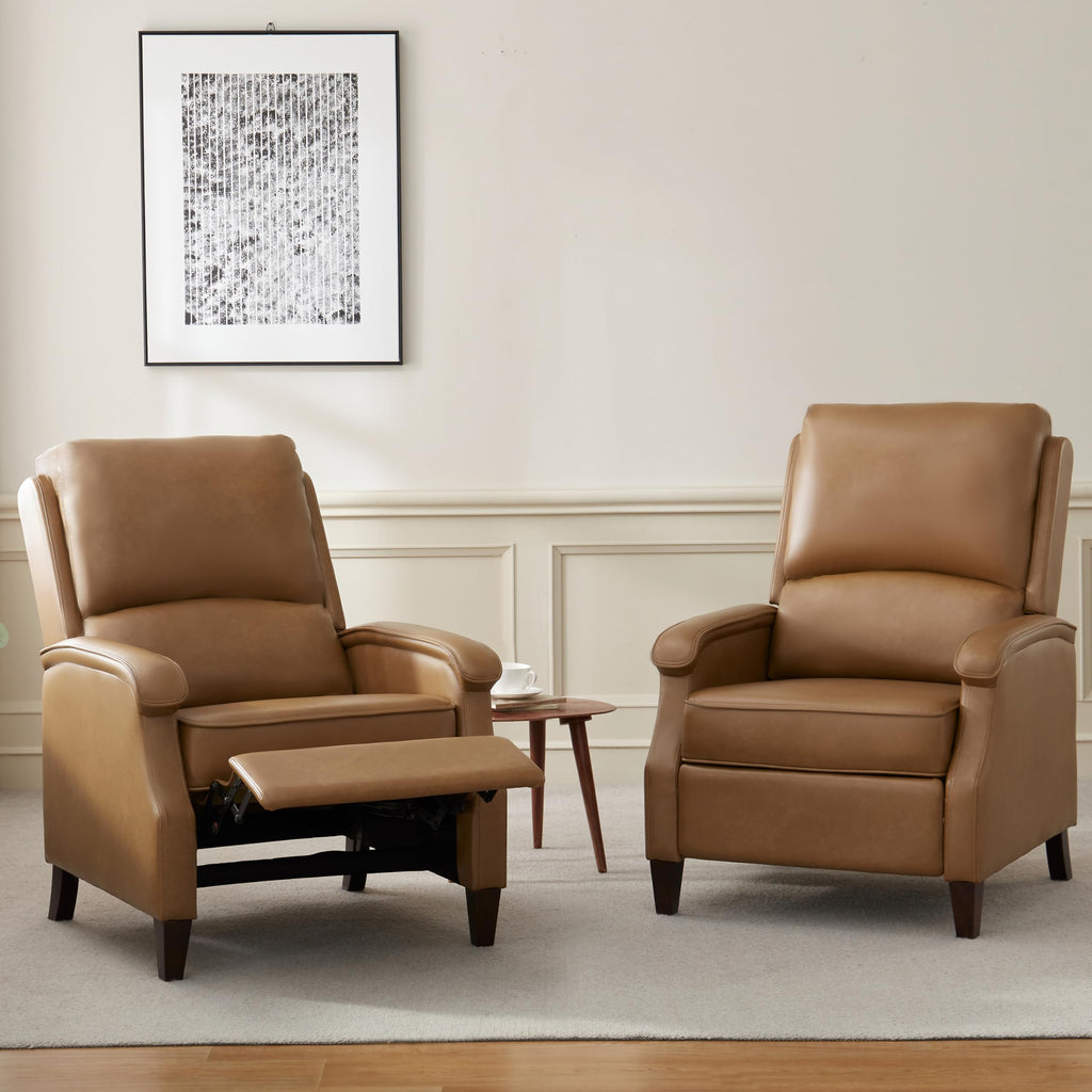 VKNOW Recliner Chair, Fabric Recliner with Adjustable Back, Brown