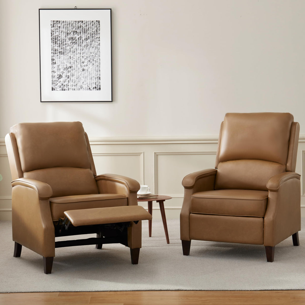 VKNOW Recliner Chair, Fabric Recliner with Adjustable Back, Brown