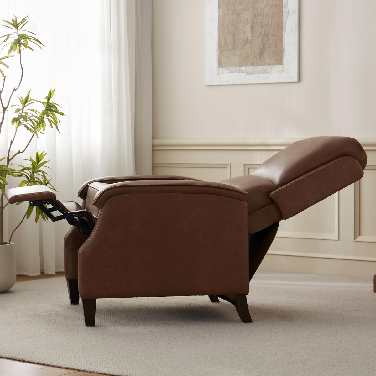 VKNOW Recliner Chair, Fabric Recliner with Adjustable Back, Brown