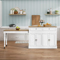 HLR 94.8" Kitchen Island with Extendable Table & Power Outlet, White