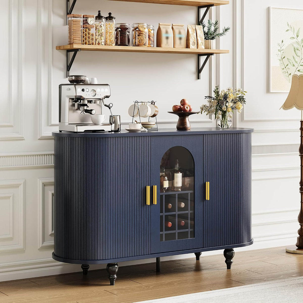Garvee Bar Cabinet with Storage, Liquor Bar Cabinet with Sliding Door