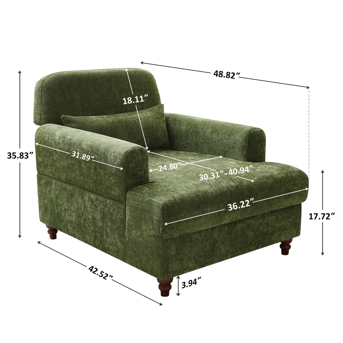 Oversized Chaise Lounge Chair with Adjustable Backrest, Polyester White