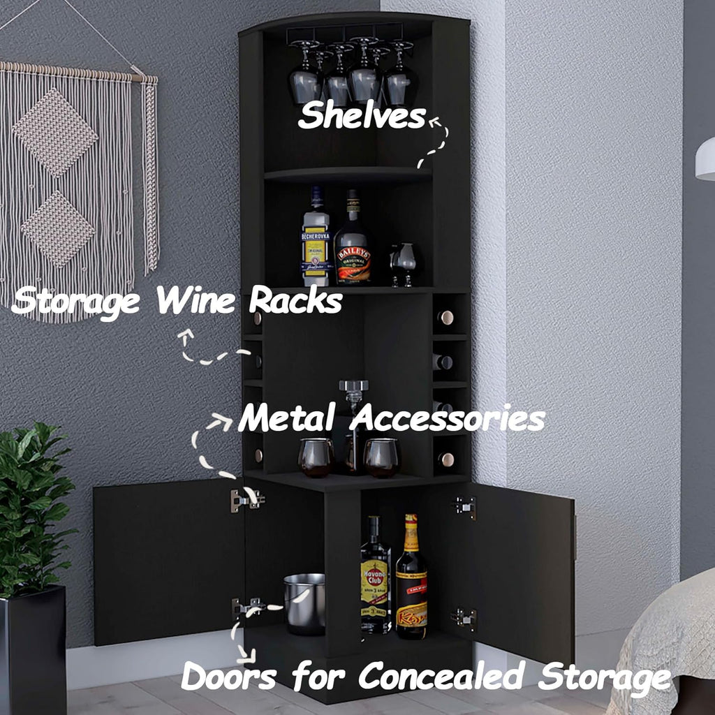 HRVEOCEI 71 Inch Corner Wine Cabinet, Tall Corner Bar Cabinet