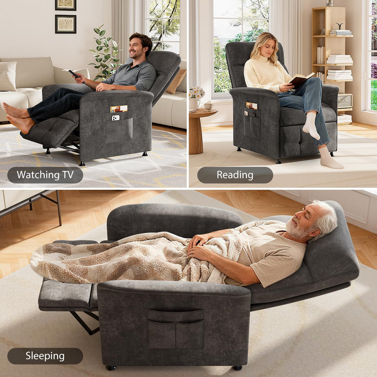 Power Recliner Chair with Heat & Massage, Electric Recliner for Elderly