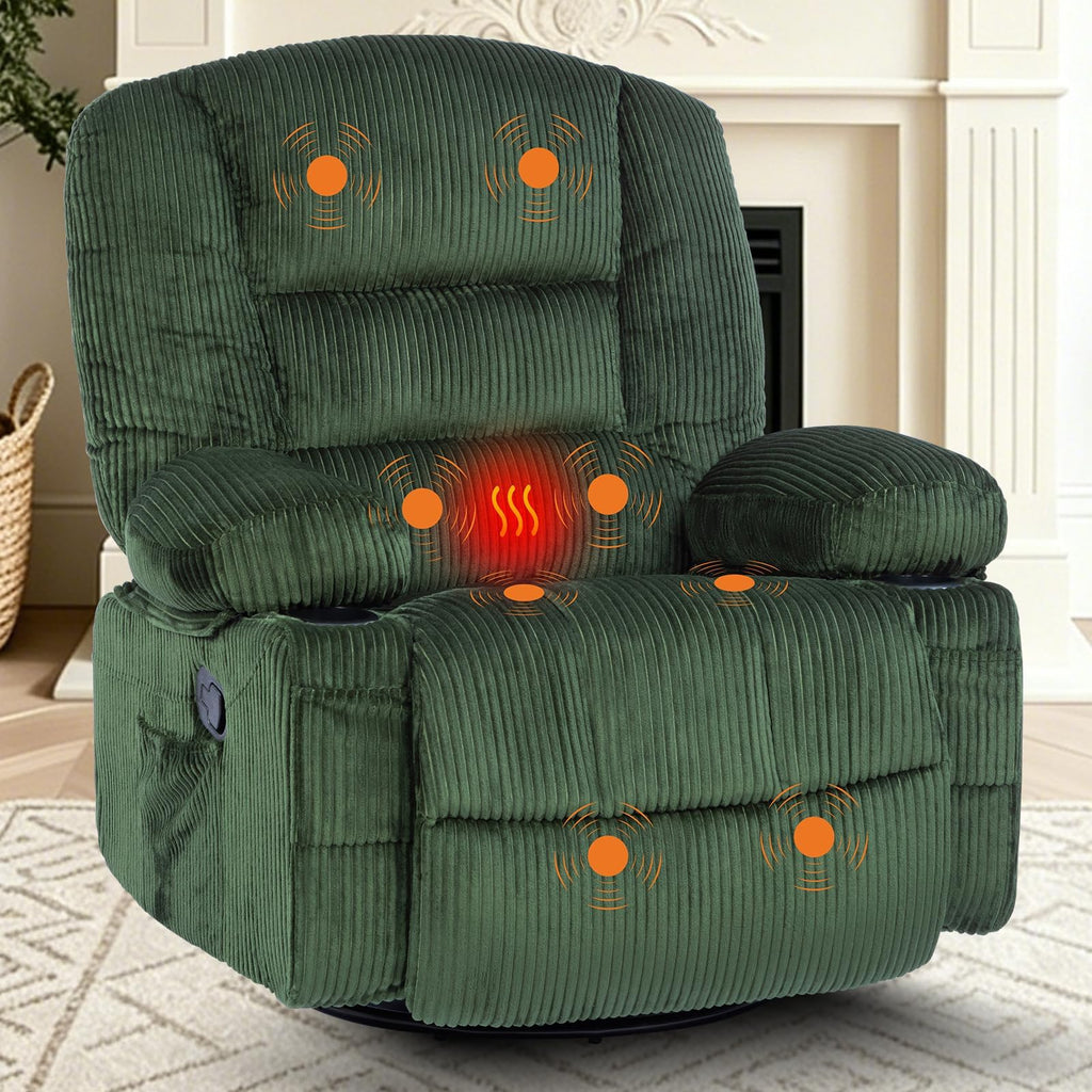 Garvee Oversized Recliner Chair,Extra Wide 360Â° Swivel Rocker Massage Heat