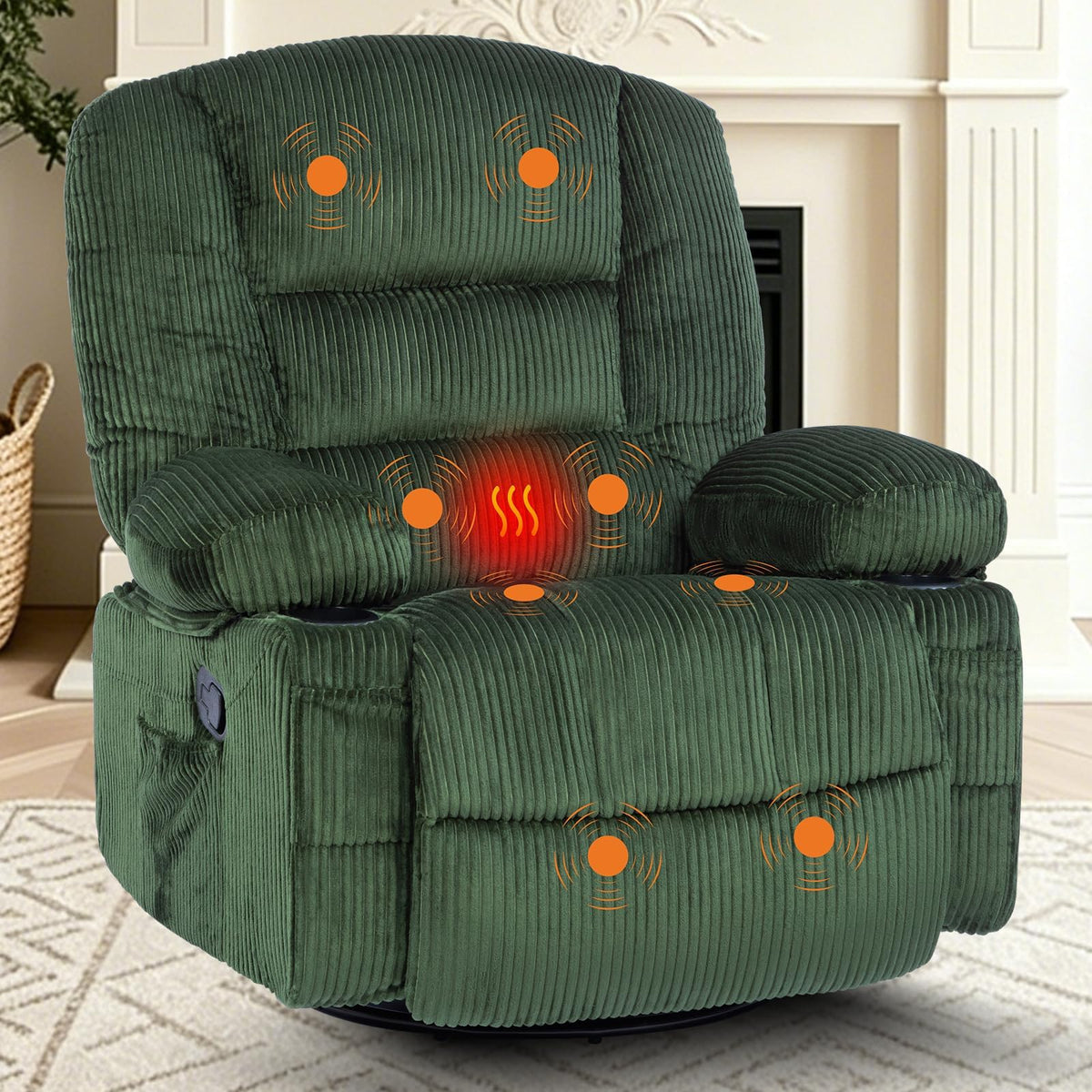 Garvee Oversized Recliner Chair,Extra Wide 360Â° Swivel Rocker Massage Heat