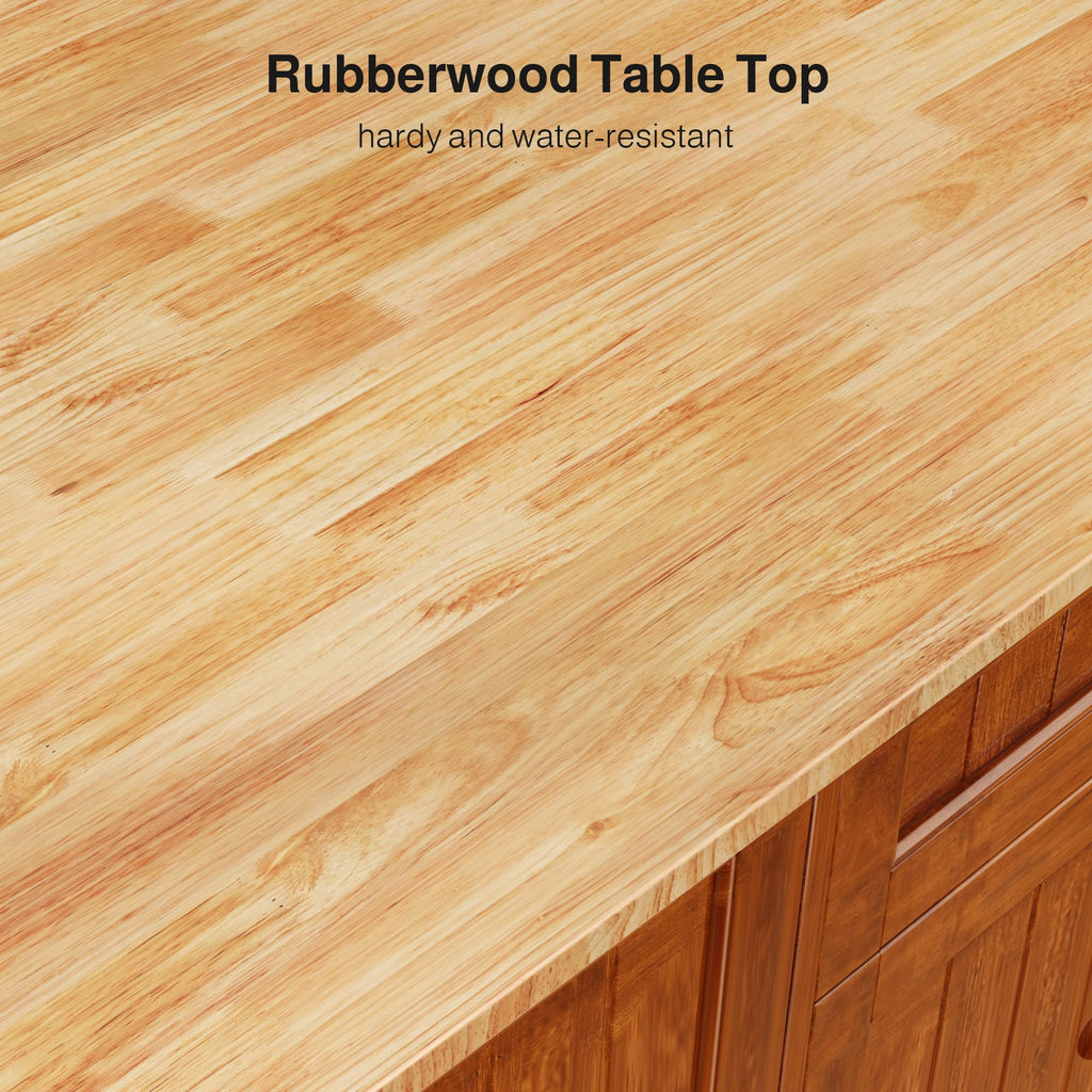 Ahomly Rolling Kitchen Island with Storage, Drop Leaf and Drawer, White