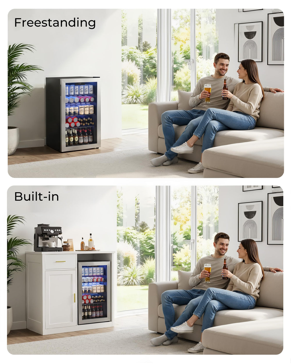 Mini Fridge Cabinet, Coffee Bar Cabinet with Fridge Space (Not Included)
