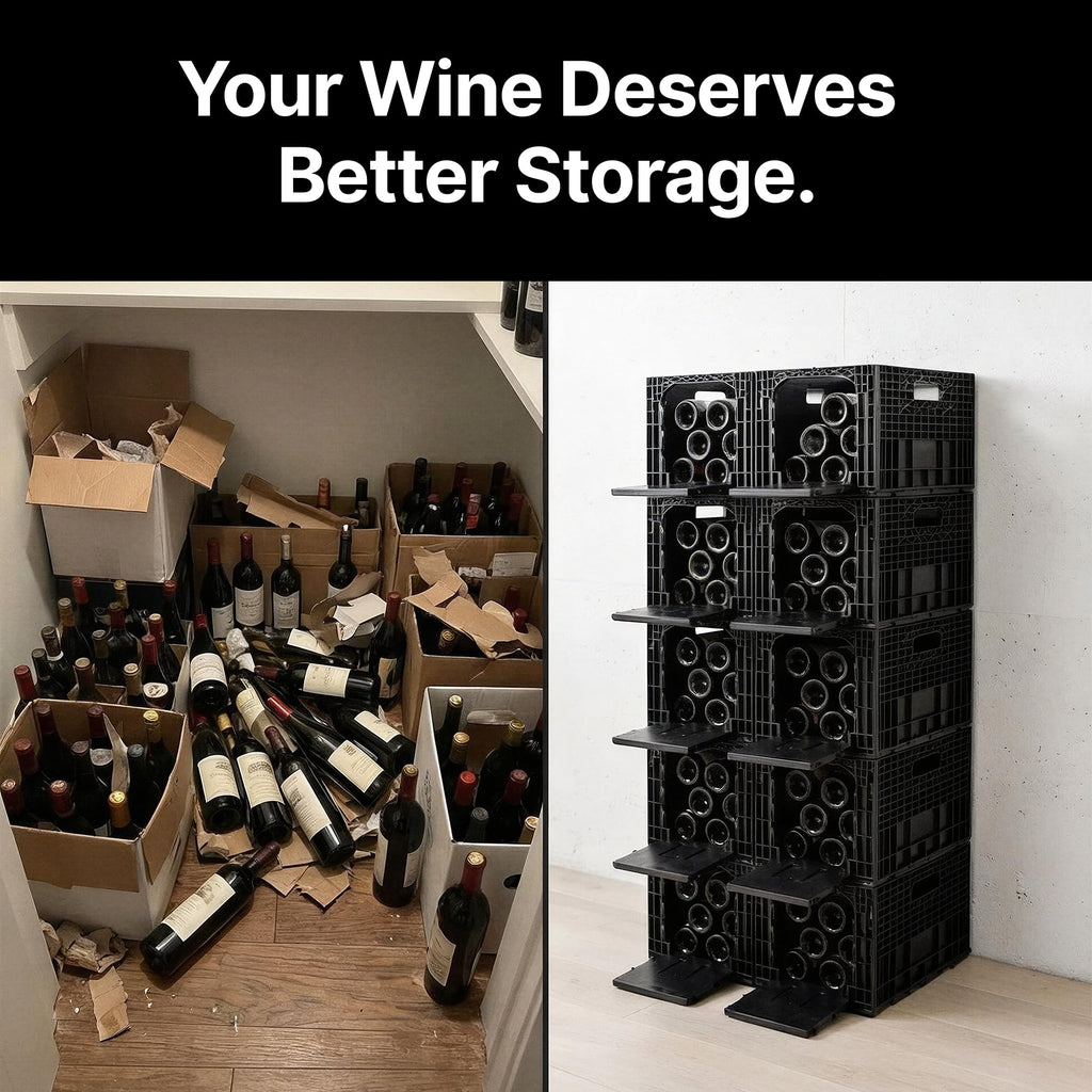 Stackable Wine Rack for Cabinet,12-Bottle Crate, Set of 6, Black