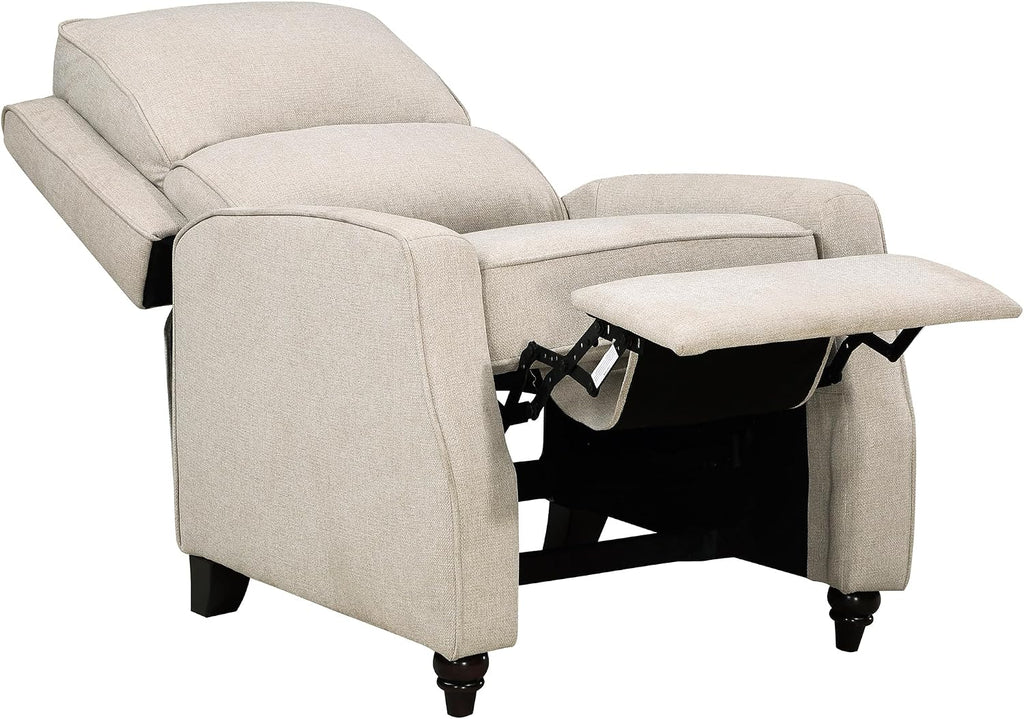 Lexicon Textured Fabric Push Back Manual Recliner Chair, 29.5" W, Beige