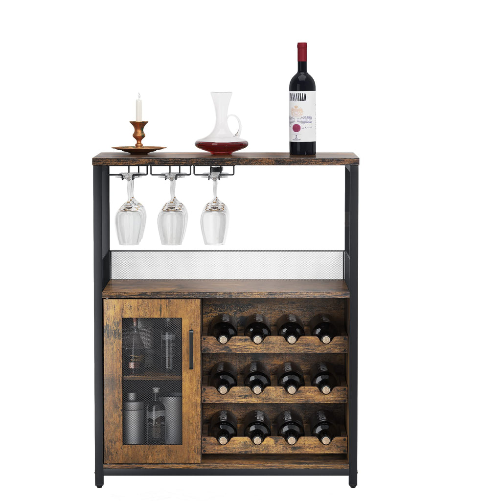 GarveeHome Wine Bar Cabinet with LED Lights, Liquor Cabinet with Storage