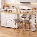 IRONCK Rolling Kitchen Island with 360Â° Swivel Table and Storage, White