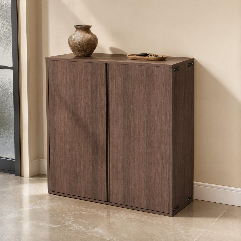Liquor Cabinet with Wine Rack & Stemmed Holder & Drawer, Walnut