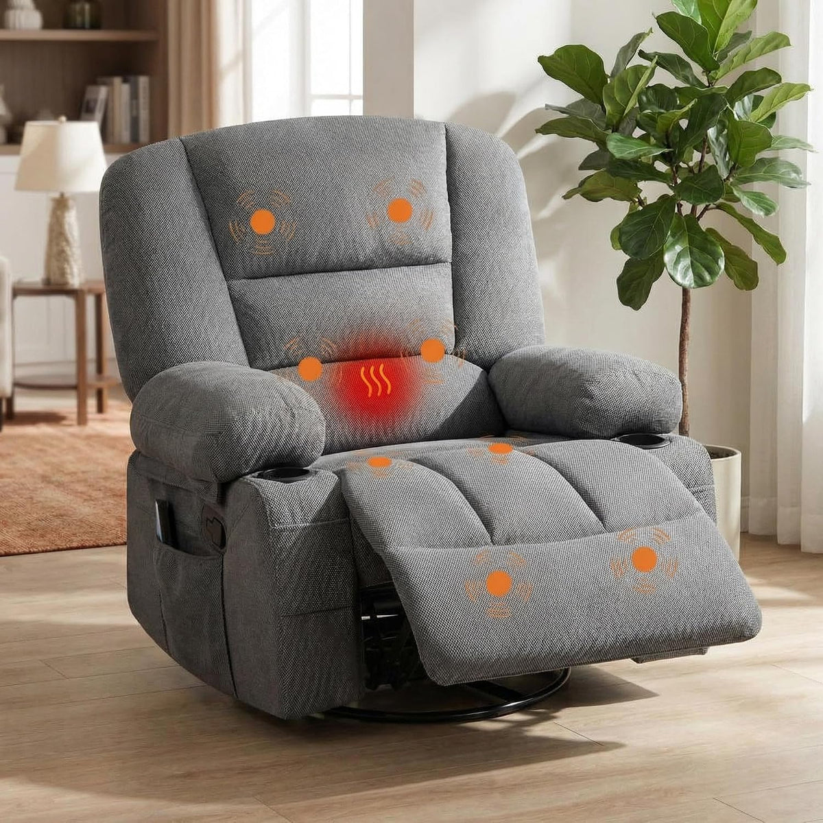 Garvee Oversized Recliner Chair,Extra Wide 360Â° Swivel Rocker Massage Heat