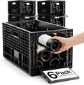 Stackable Wine Rack for Cabinet,12-Bottle Crate, Set of 6, Black