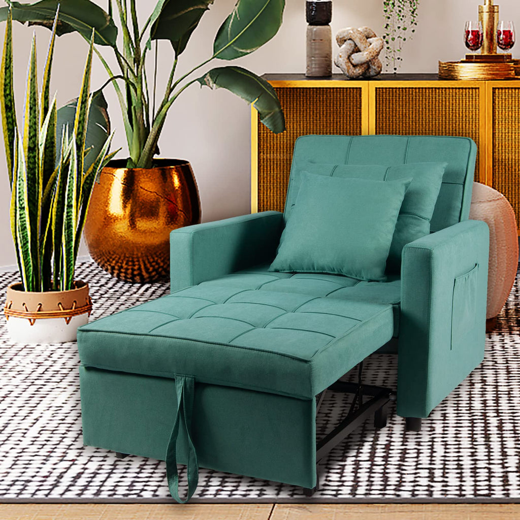 Polar Aurora Sofa Bed Chair 3-in-1 Convertible Chair Bed, Lounger Sleeper Chair, Single Recliner for Small Space with Adjustable Backrest (Light Grey)