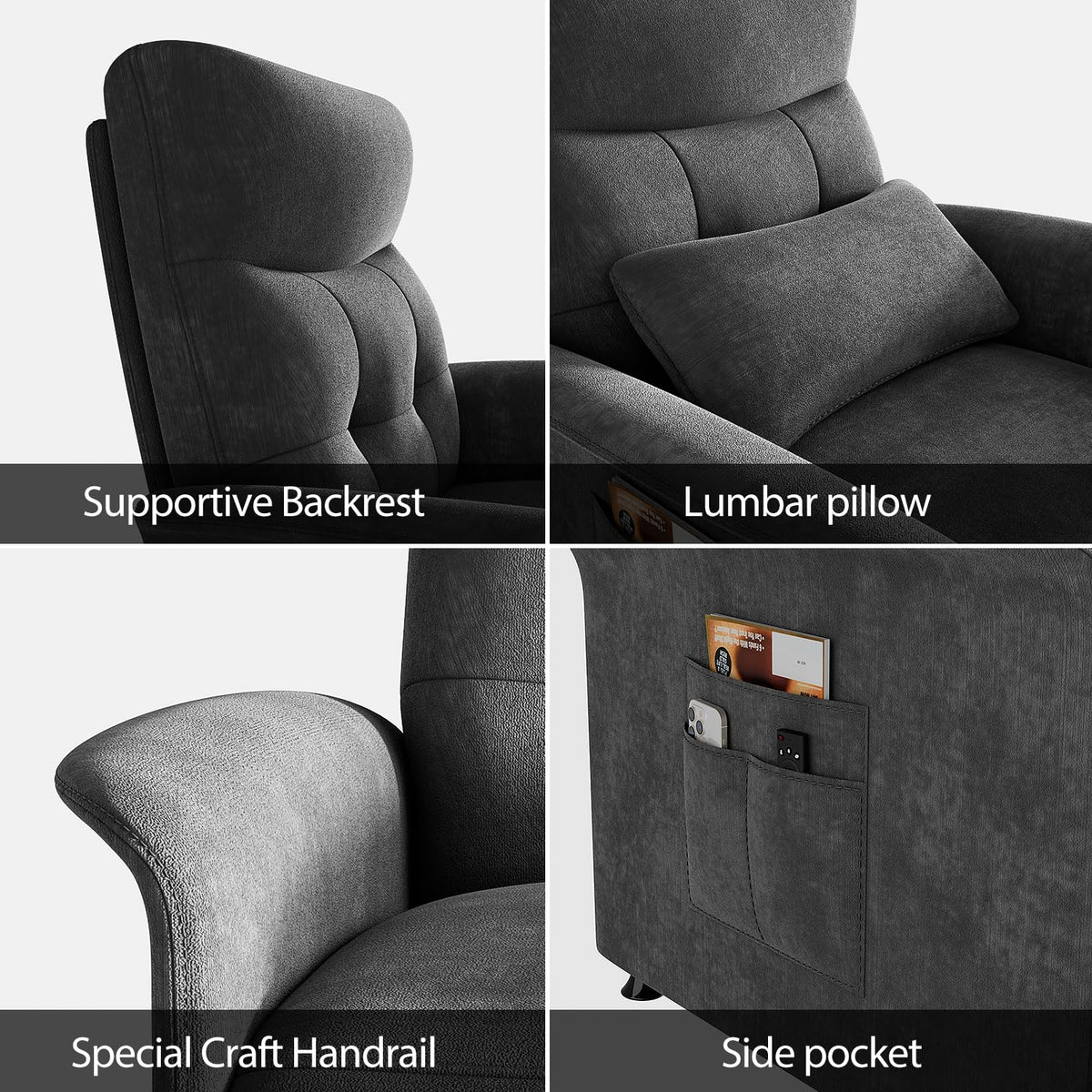 Power Recliner Chair with Heat & Massage, Electric Recliner for Elderly