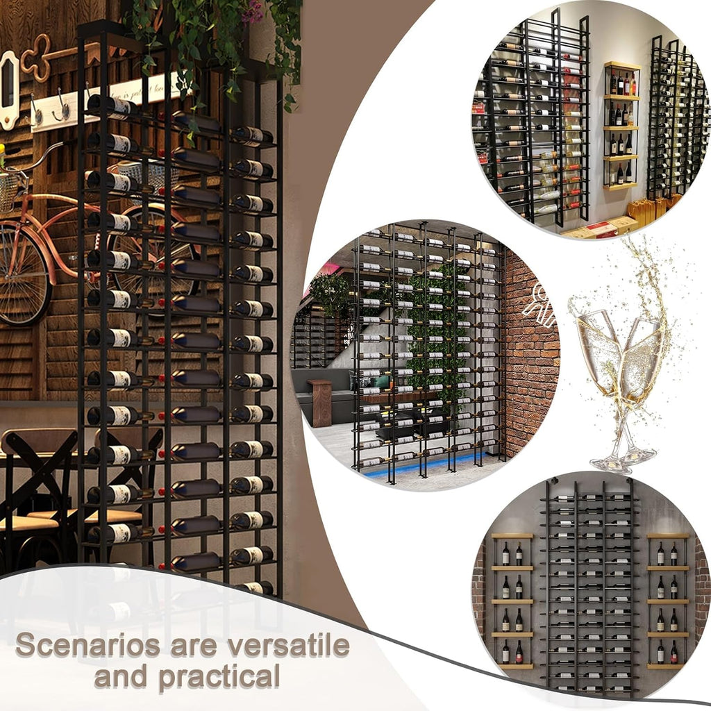 Large Wall Mounted Wine Rack, (Gold, 3 Cols (48 Bottles))
