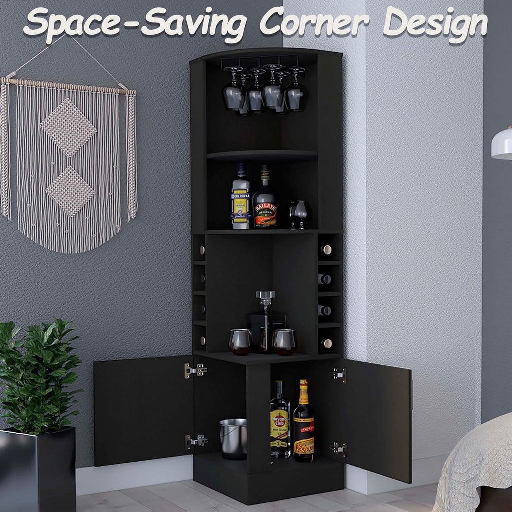 HRVEOCEI 71 Inch Corner Wine Cabinet, Tall Corner Bar Cabinet