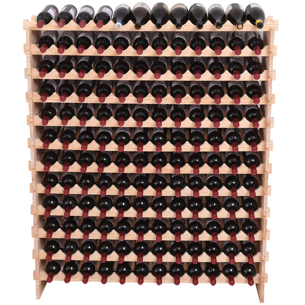 Wood Stackable Storage Modular Wine Rack Cabinet 120 Bottle freestanding Floor Wine Bottle Holder Display Shelves