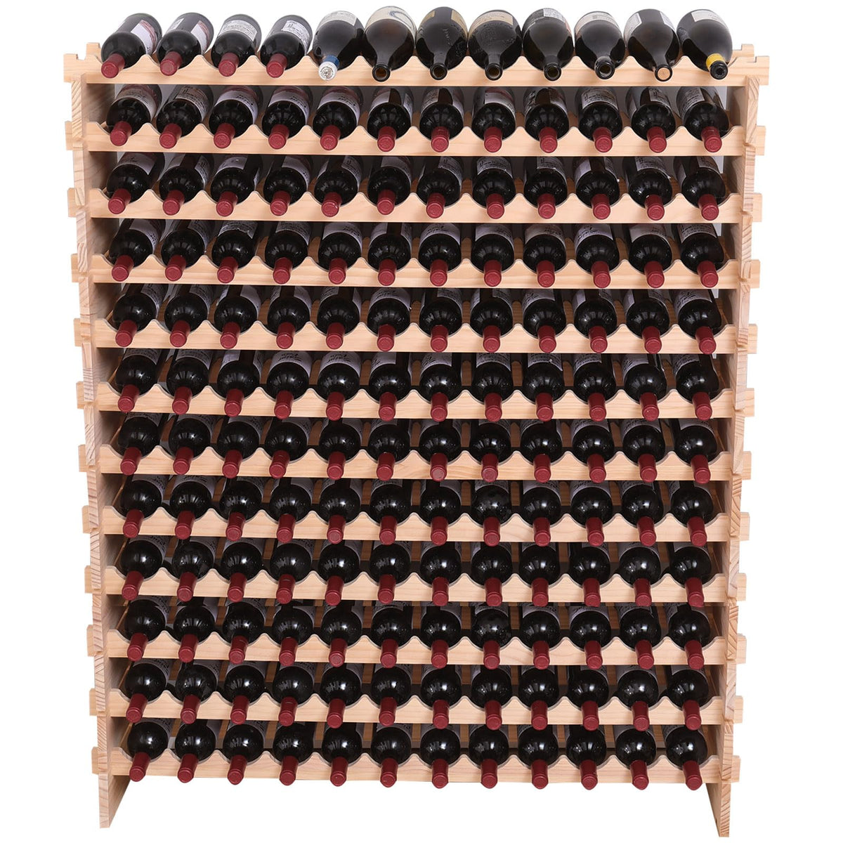 Wood Stackable Storage Modular Wine Rack Cabinet 120 Bottle freestanding Floor Wine Bottle Holder Display Shelves