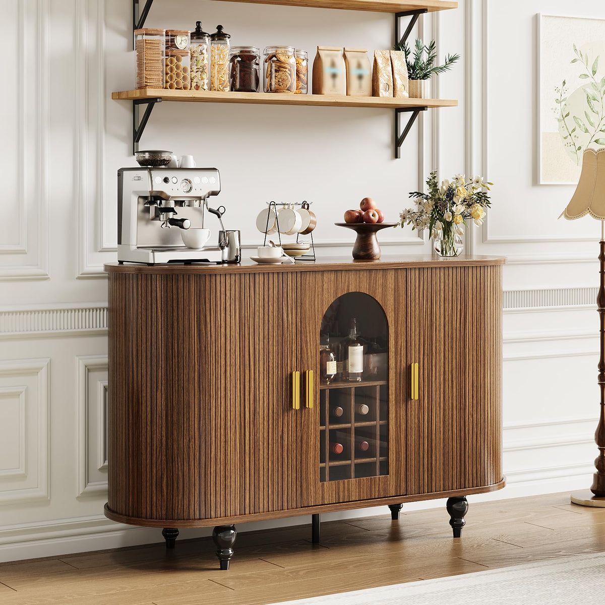 Garvee Bar Cabinet with Storage, Liquor Bar Cabinet with Sliding Door