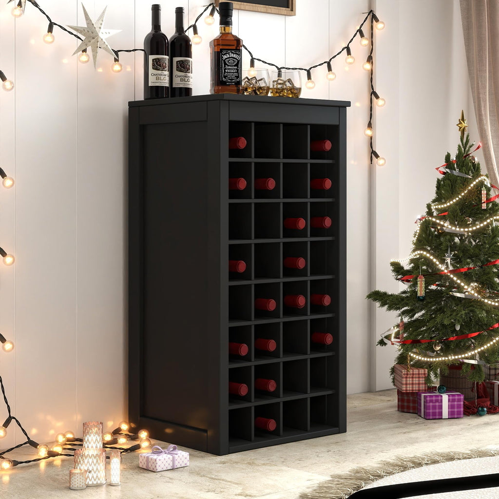 WERSMT 8-Tier Freestanding Wine Rack Wood, 32 Bottles Wine Rack Counter for Small Space, Farmhouse Stackable Modular Wine Bottle Holder Rack, White
