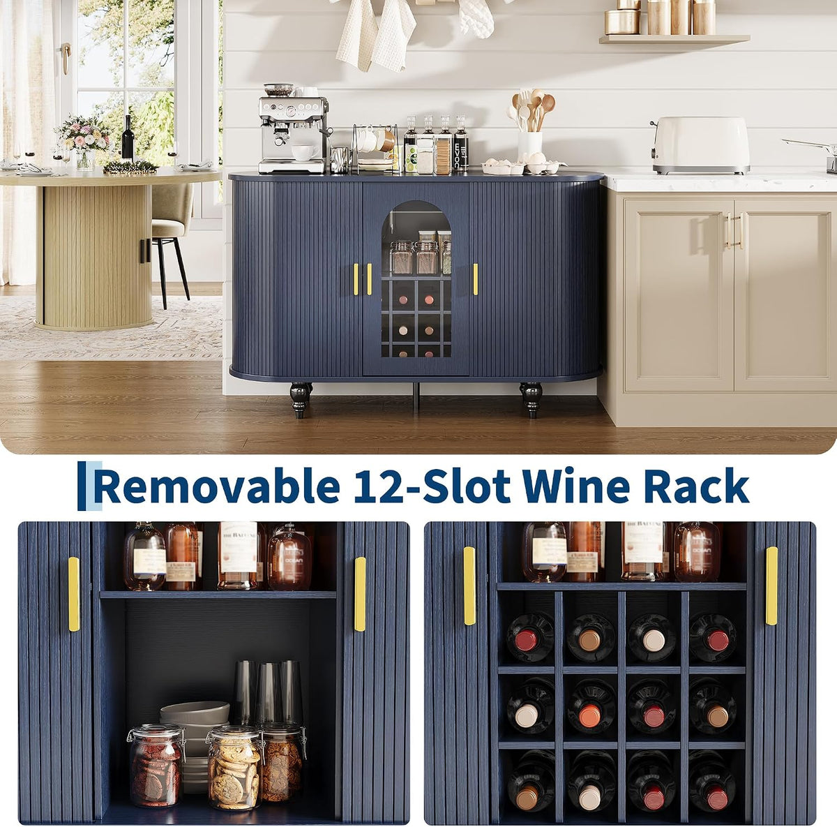 Garvee Bar Cabinet with Storage, Liquor Bar Cabinet with Sliding Door