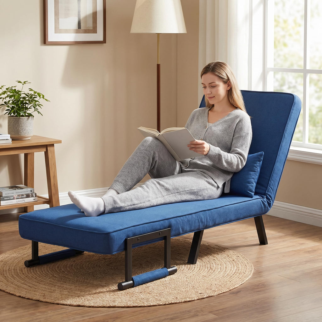 Convertible Sleeper Chair, Pull Out Sofa Bed with Adjustable Backrest & Hidden Storage Armrest, Single Sofa Recliner with USB Charging Port & Cup Holders for Living Room, Bedroom, Dark Gray