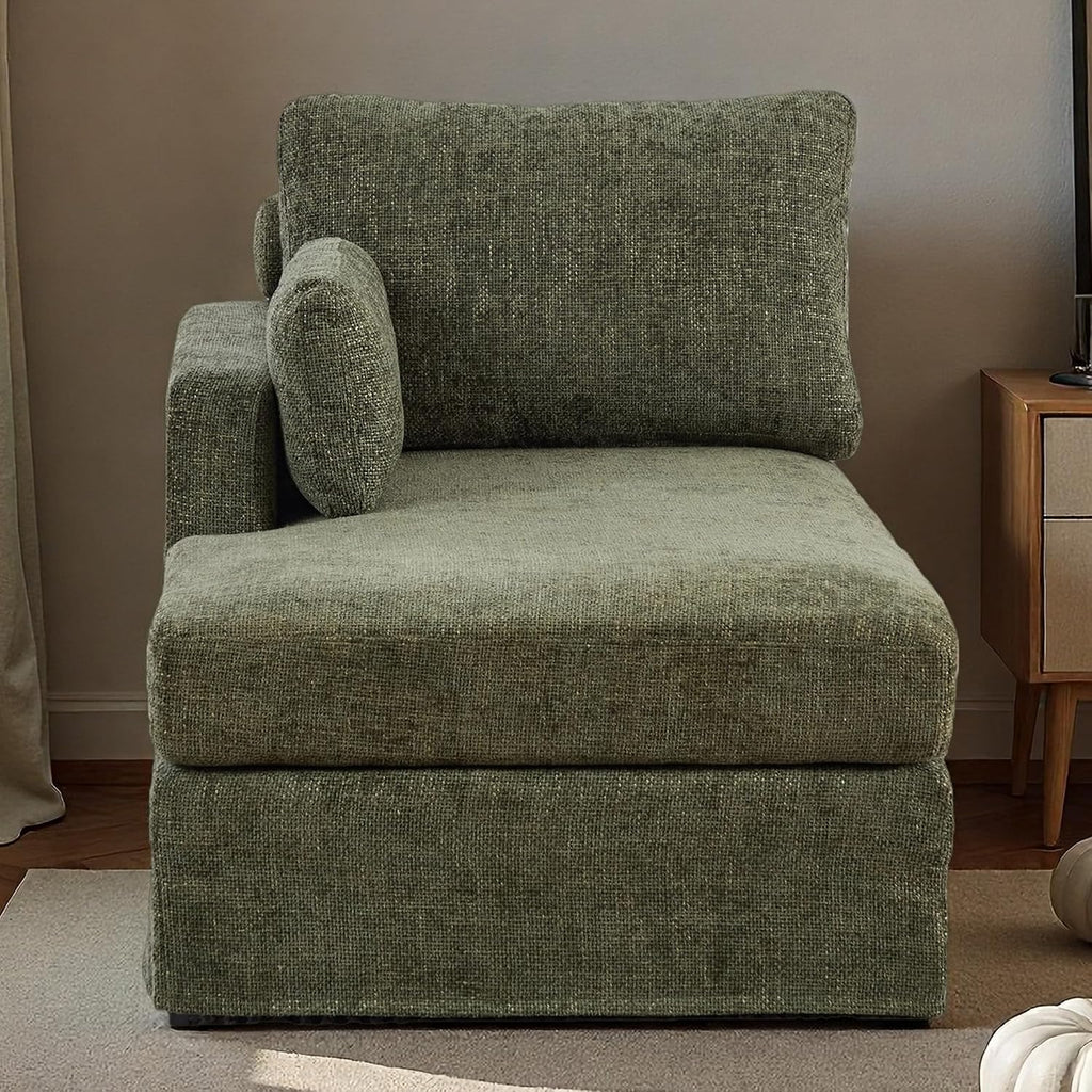 32" Wide Green Right Arm Chaise Lounge Chair