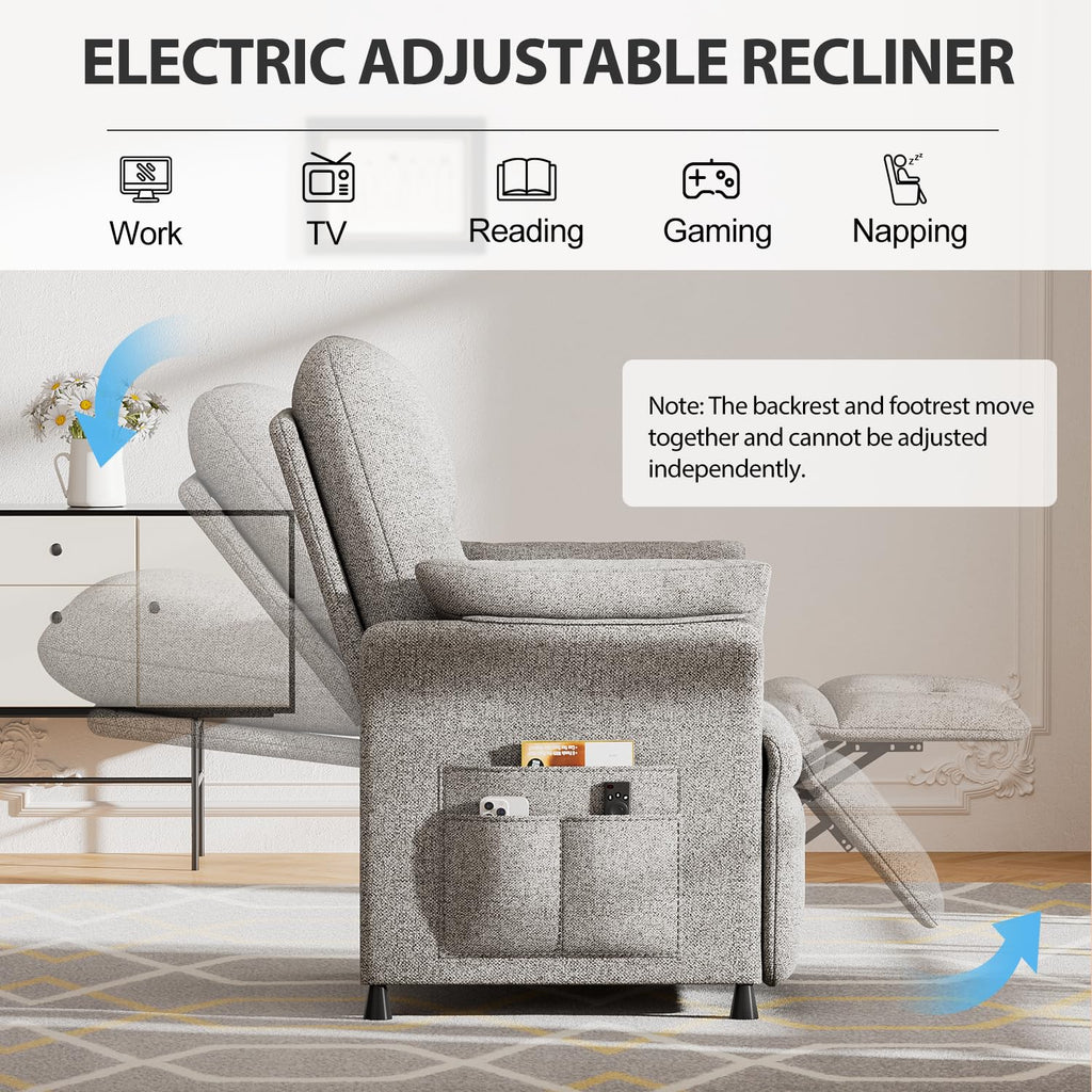 Power Recliner Chair with Heat & Massage, Electric Recliner for Elderly