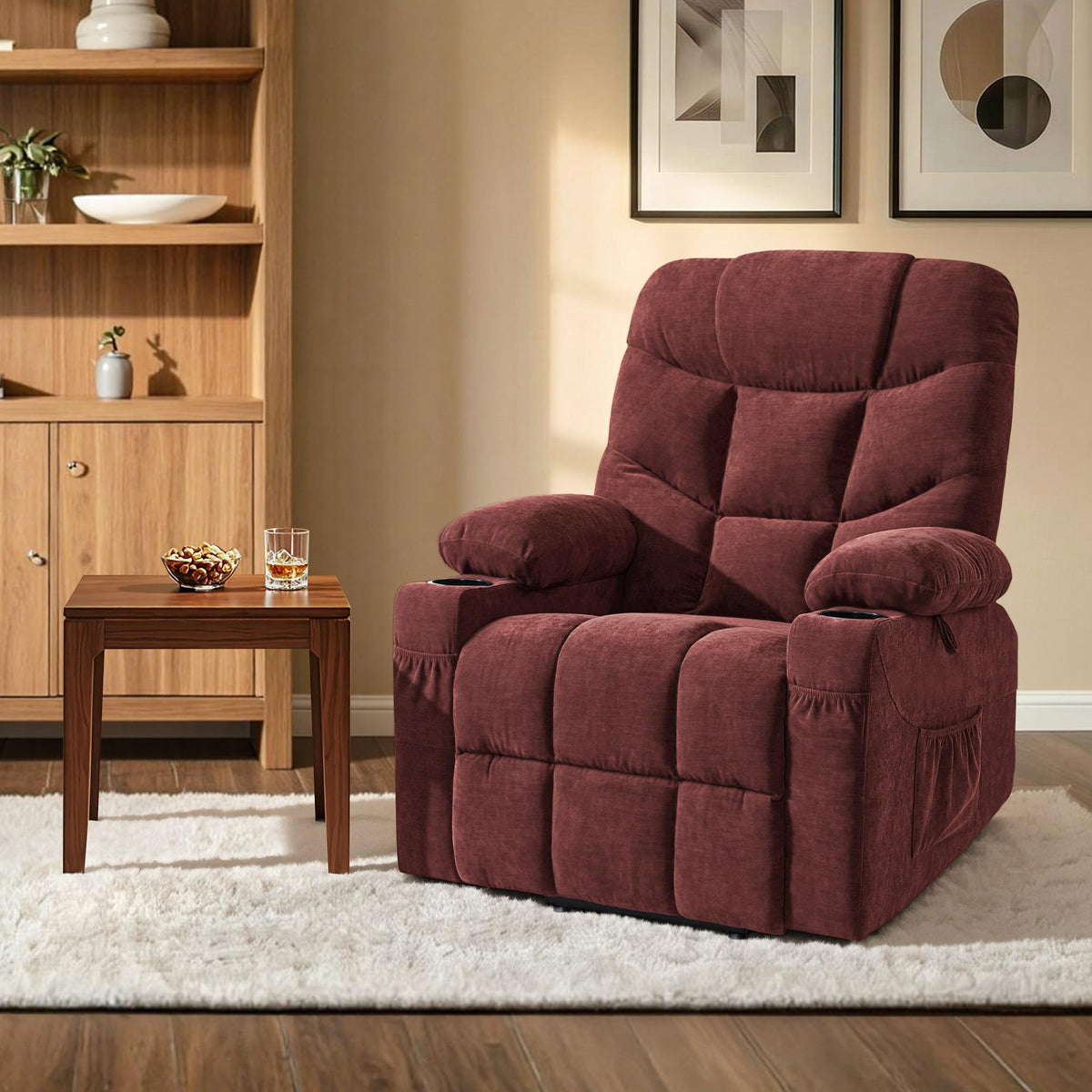 MCombo Power Lift Recliner for Elderly, Fabric 7287 (Light Grey, Medium)