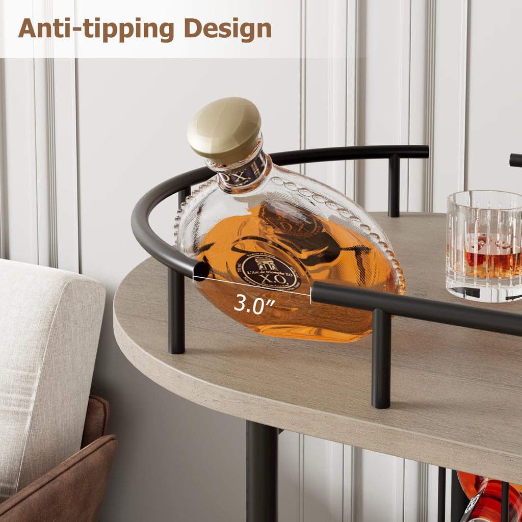 Garvee Bar Serving Cart with Wine Rack and Glass Holder, 3-Tier Rolling Serving Cart with 4 Wheels, Small Serving Table for Living Room, Kitchen, Dining Room, Gold+Black