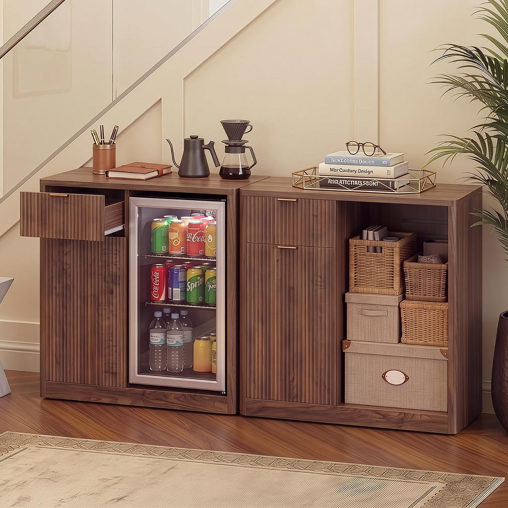 39.4" Coffee Bar Cupboard with Fridge Spaceï¼Natural Oak-ws