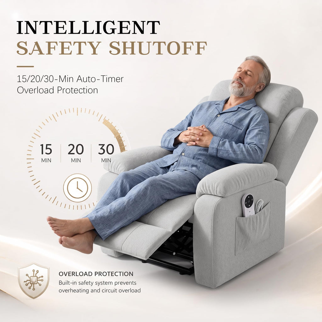 Power Recliner Chair with Heat & Massage, Electric Recliner for Elderly