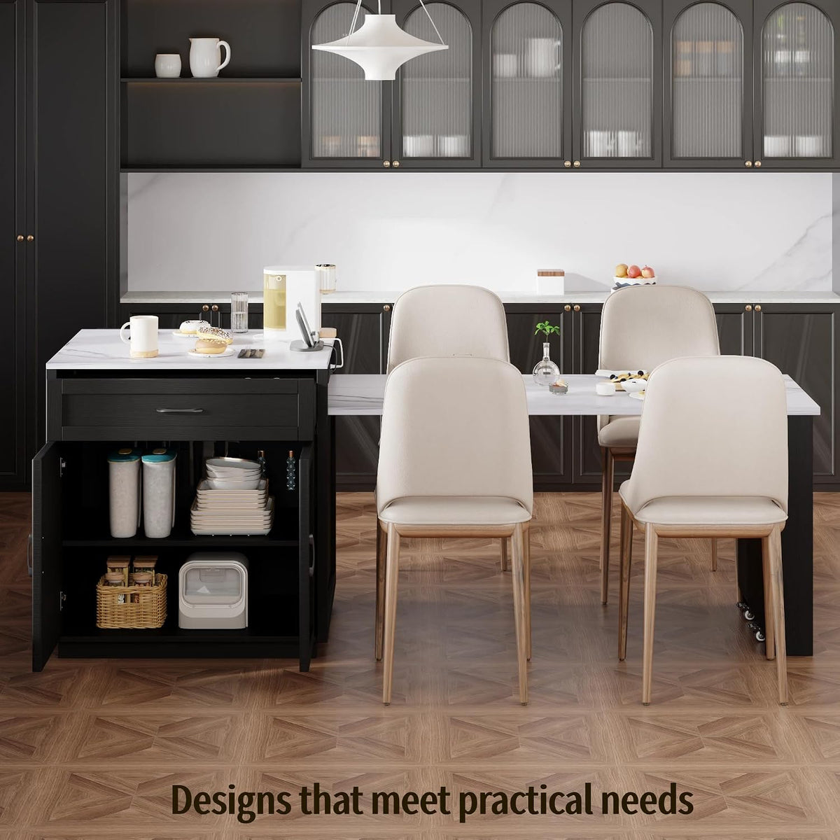 82.7" Kitchen Island Table with Seating & Extendable Dining Table