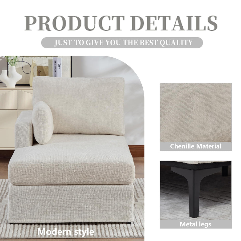 32" Wide Green Right Arm Chaise Lounge Chair