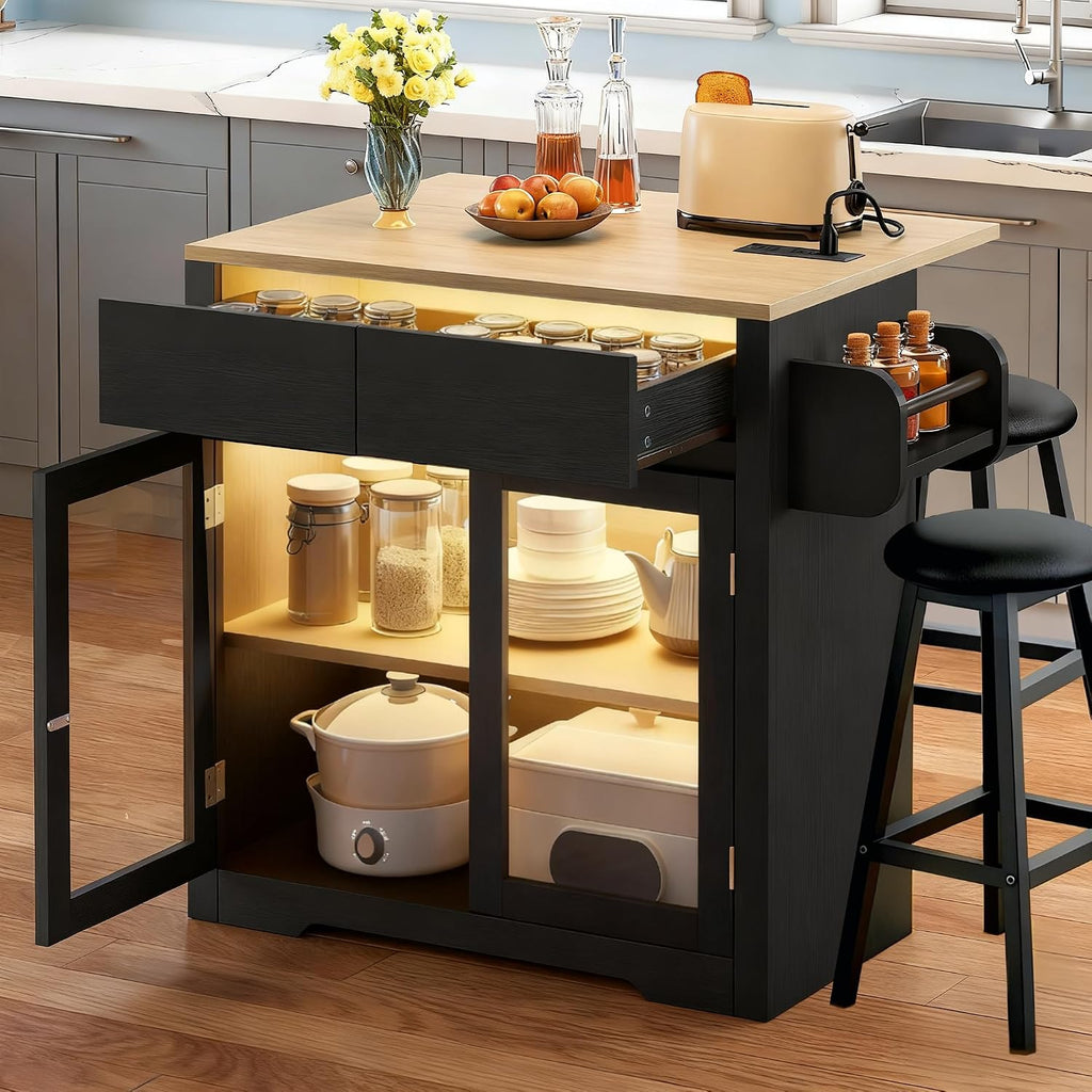 DWVO 37.5" Kitchen Island with Drop Leaf