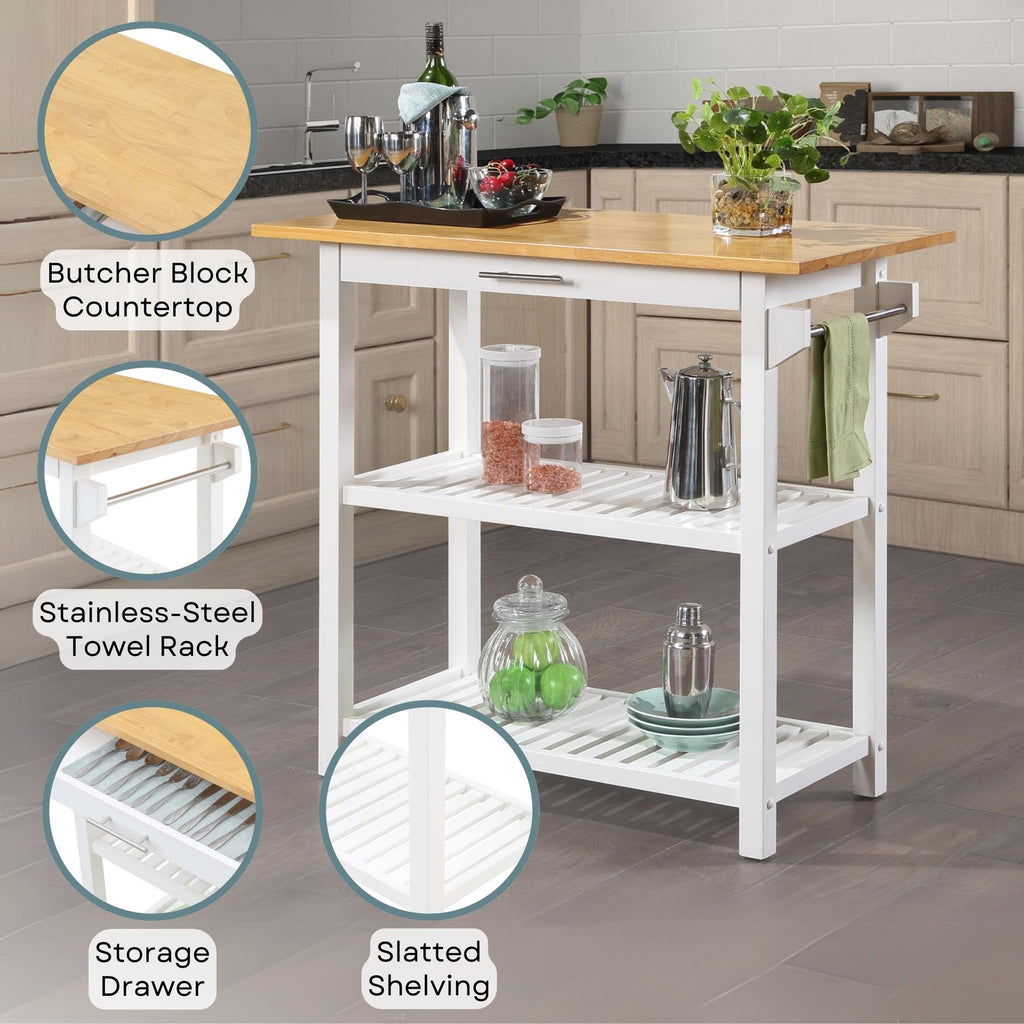 Convenience Concepts Designs2Go Butcher Block Kitchen Island, Sage, 40"