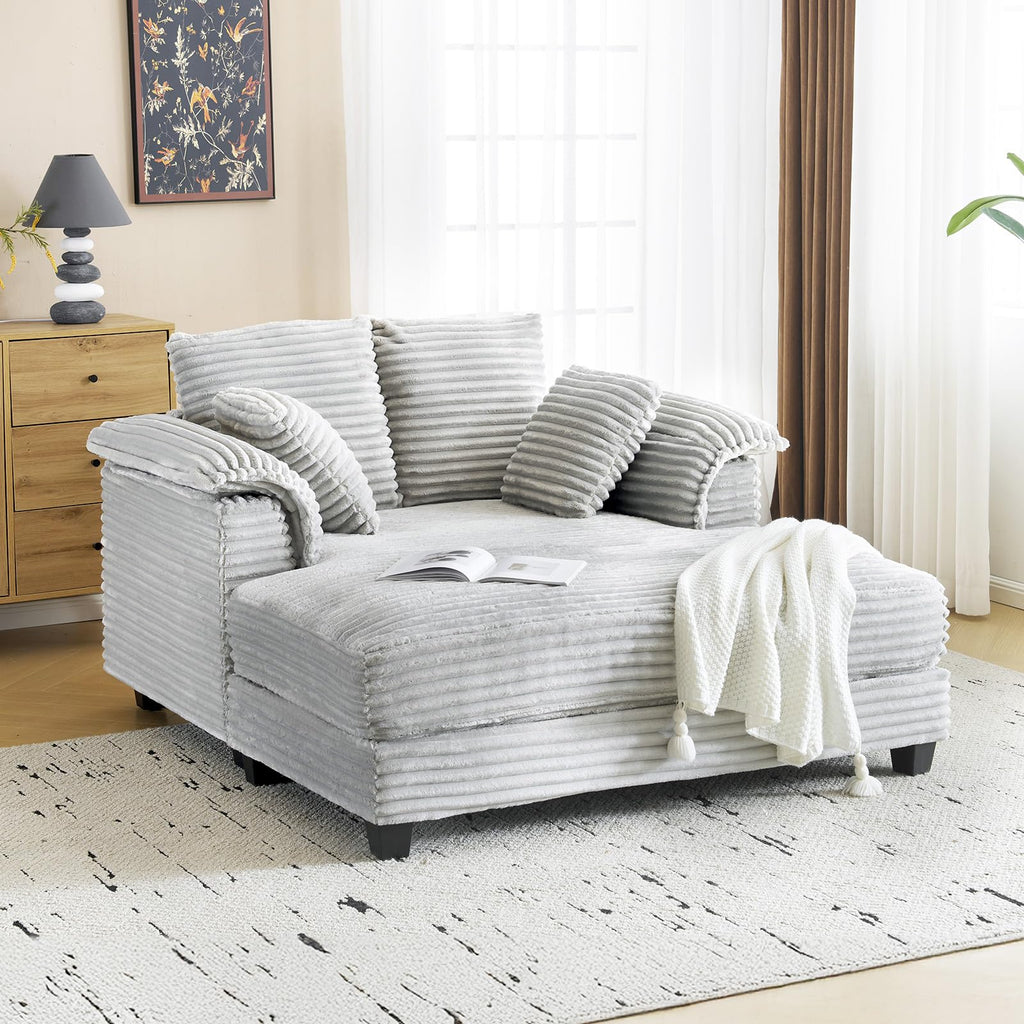 VINGLI 56" Wide Oversized Chaise Lounge Chair with Plush Padded Armrests