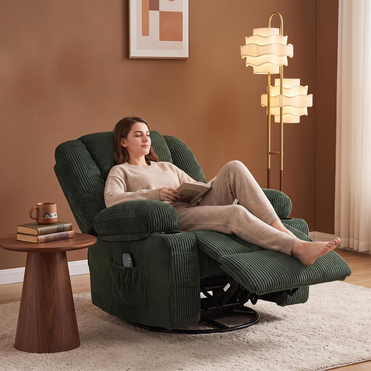 Garvee Oversized Recliner Chair,Extra Wide 360Â° Swivel Rocker Massage Heat