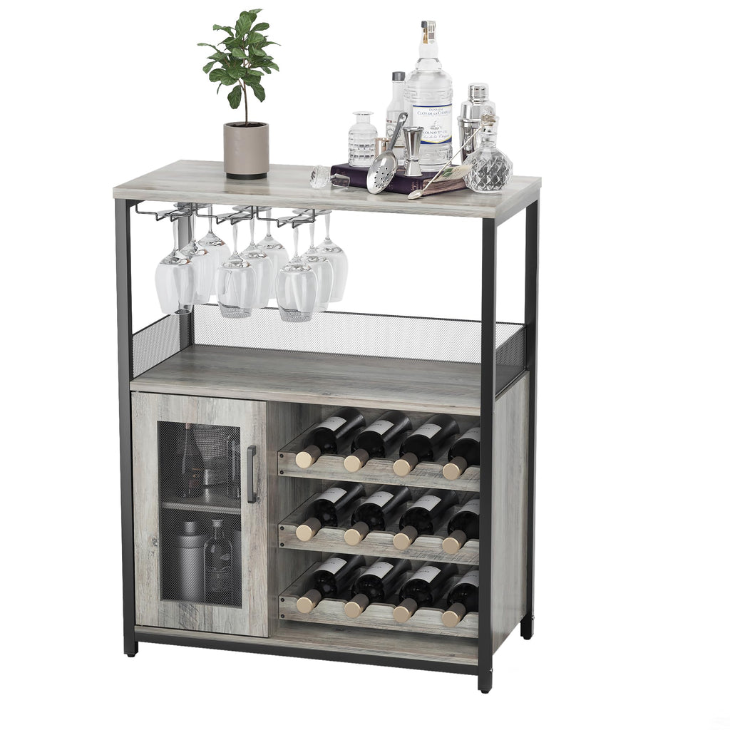 GarveeHome Wine Bar Cabinet with LED Lights, Liquor Cabinet with Storage