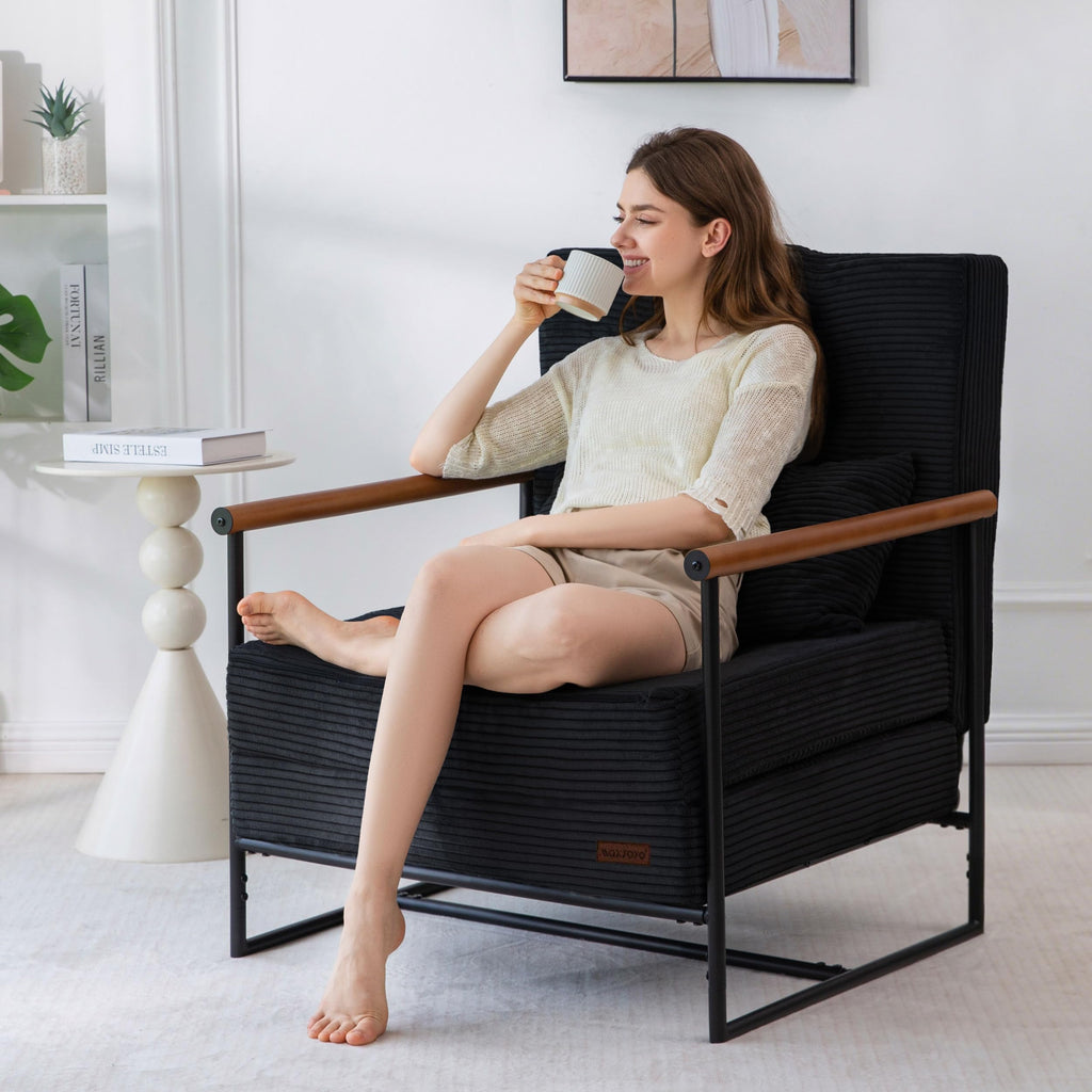 MAXYOYO Chair Bed, Adjustable Sleeper Chair, Single Sofa Bed with Frame