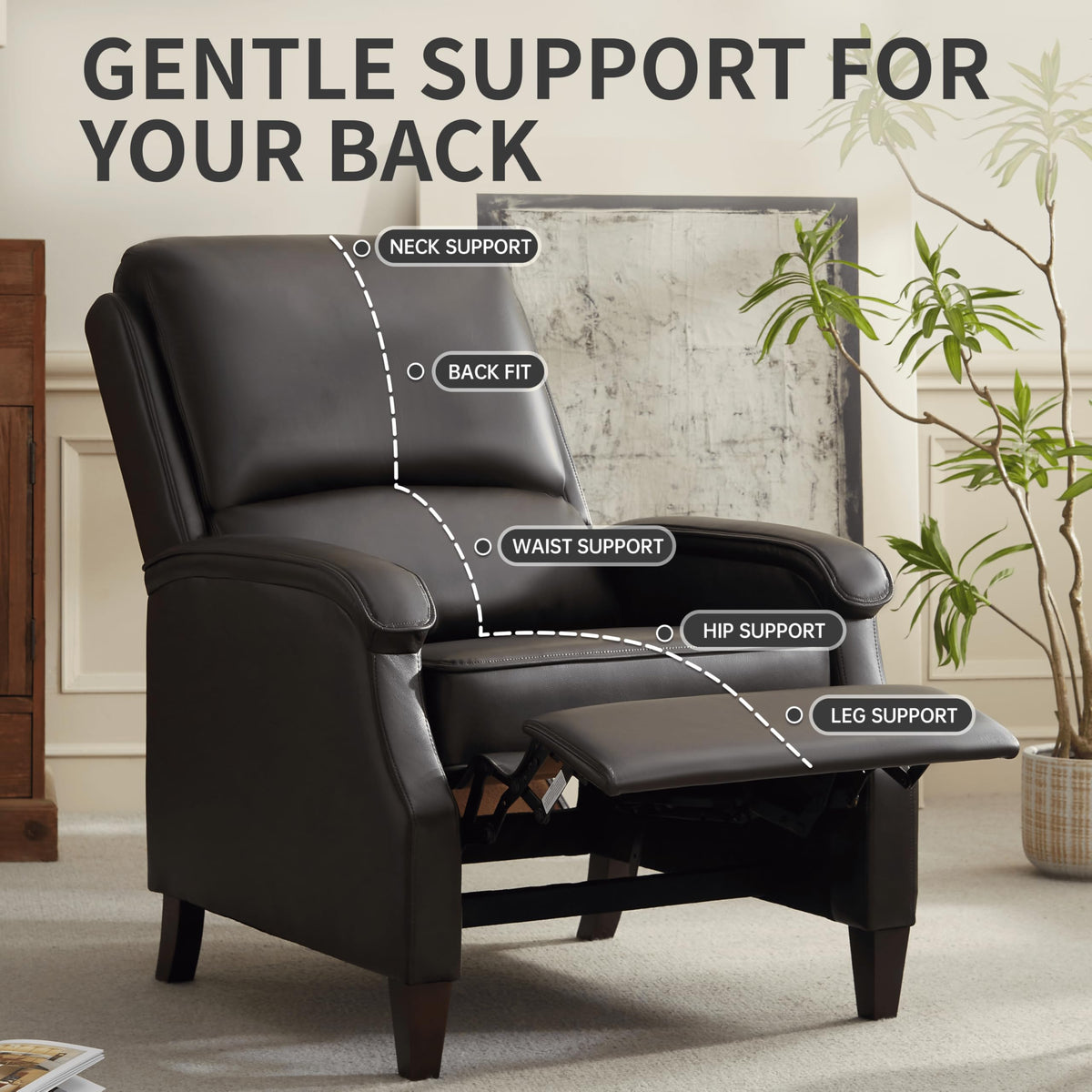 VKNOW Recliner Chair, Fabric Recliner with Adjustable Back, Brown