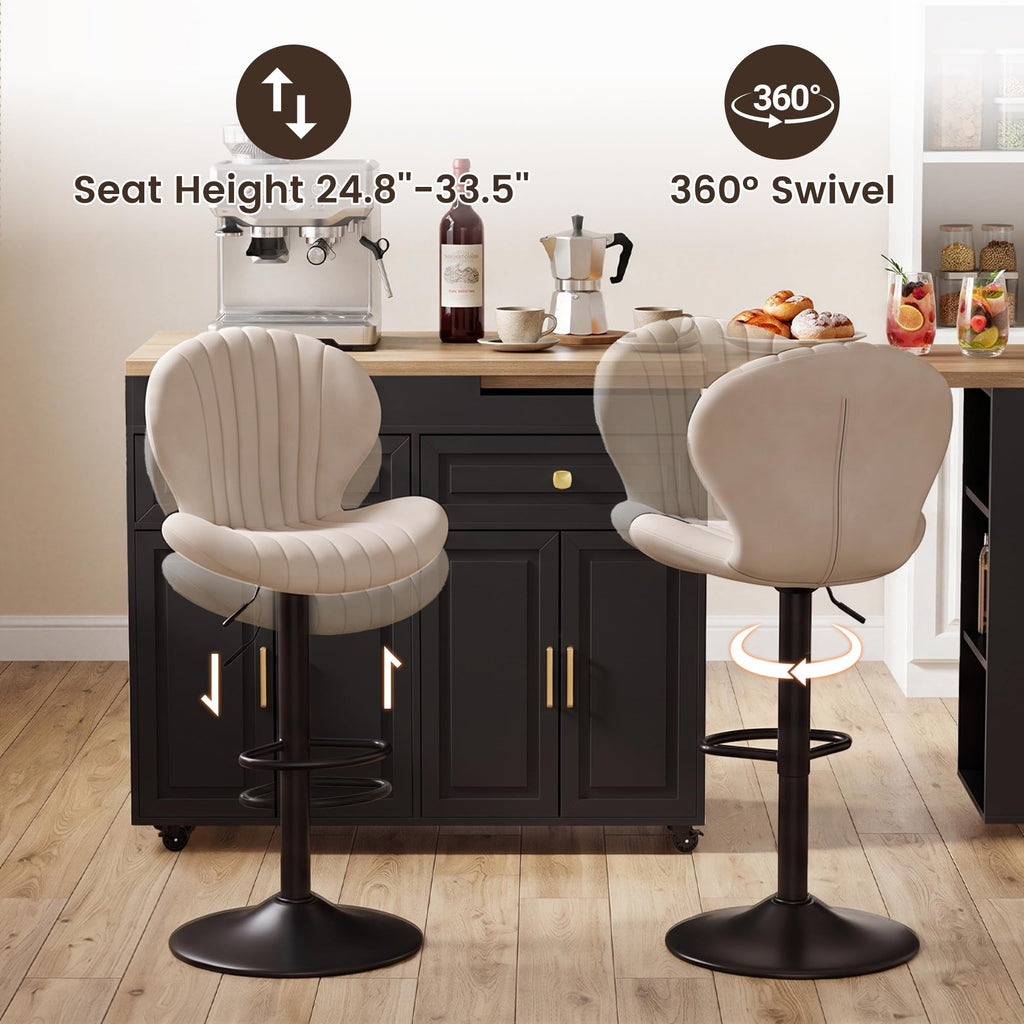 3-in-1 Extendable Kitchen Island with Extendable and Swivel Dining Table